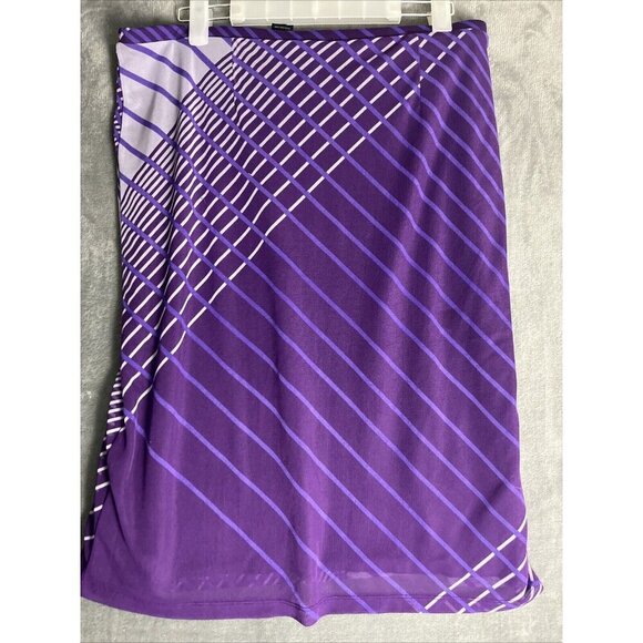 Express Womens Geometric Print Midi Skirt Size L Low Rise Y2K Psychedelic Retro - Picture 2 of 7